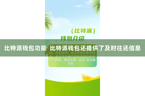 比特派钱包功能  比特派钱包还提供了及时往还信息